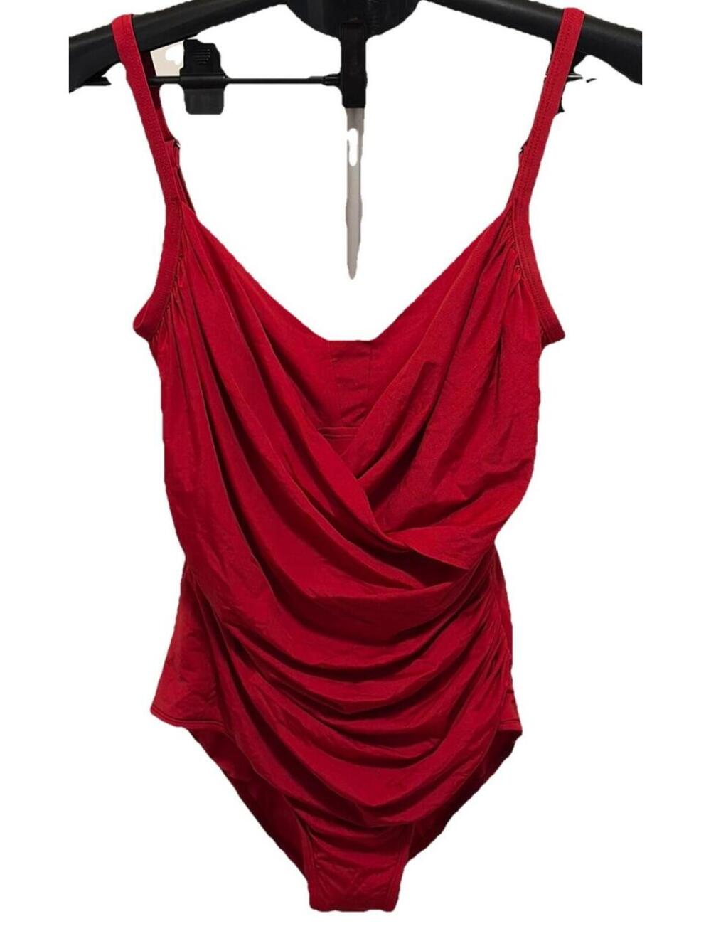 NWT Jantzen Red Women’s Solids Surplice One-Piece Full Coverage Swimsuit Size 16
